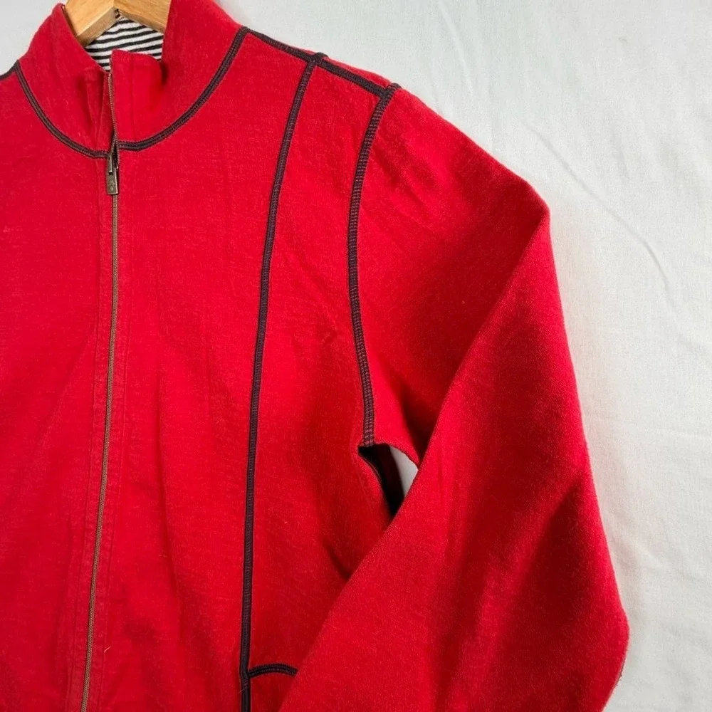 Tommy Bahama Mens Full Zip Sweatshirt Red Mock Neck Striped Lining XL